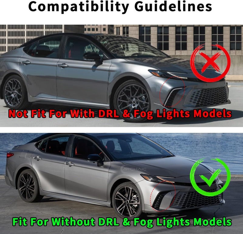 Archaic Front Bumper Lip Spoiler Compatible for 9th Gen 2025 2026 Toyota Camry SE XSE,Splitter Under Chin Spoiler Body Kit Camry Accessories（Not Fit for with DRL & Fog Lights Models） - Image 3